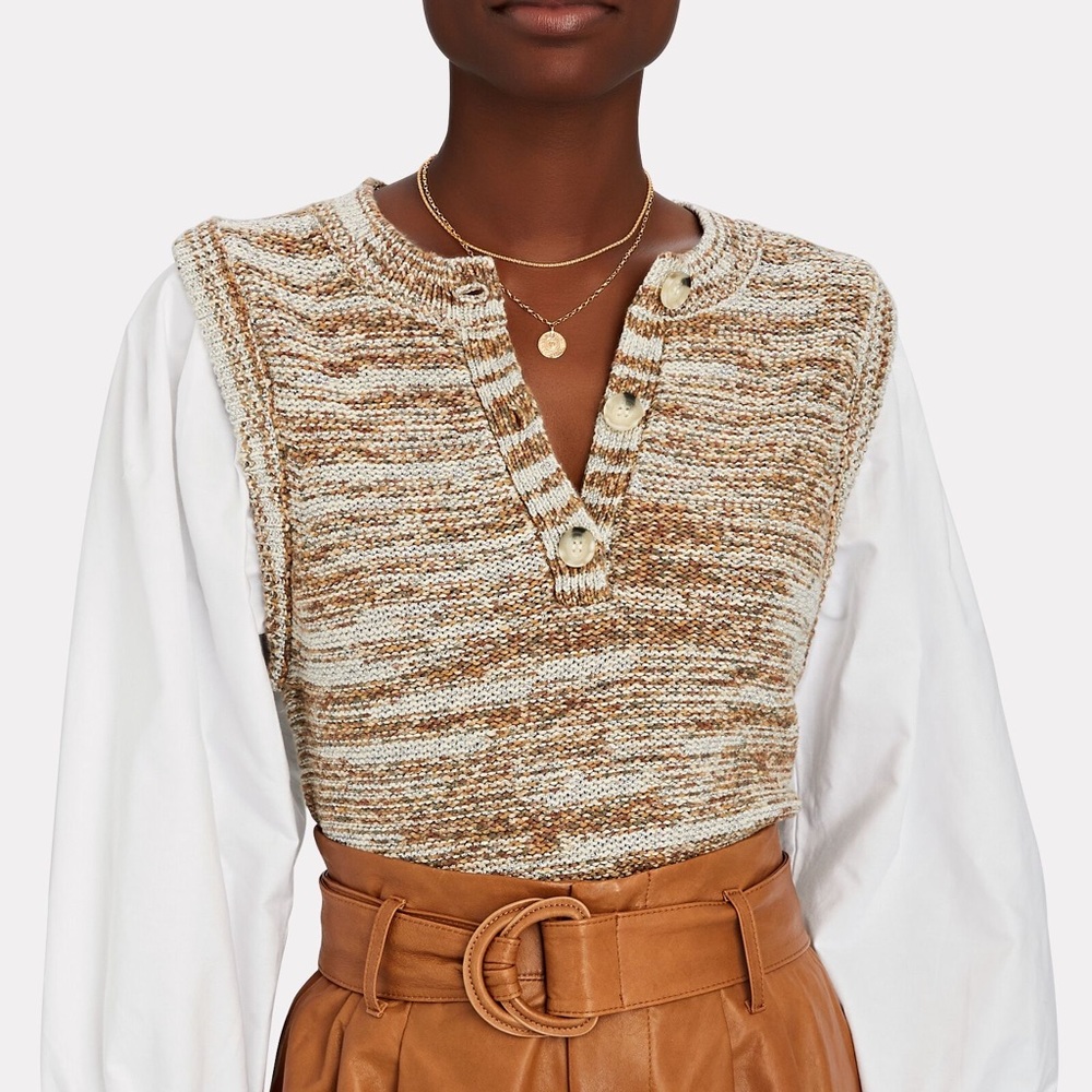 Veronica Beard Brown and Cream Sweater, Size L - Picture 3 of 11